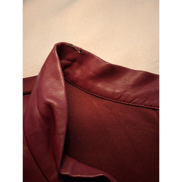 Eloquii Faux Leather Pleated Skirt Tie Neck Midi Dress Burgundy PLS READ Size 28 - Picture 12 of 12